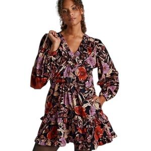 Anthropologie Fall Floral Corduroy Dress